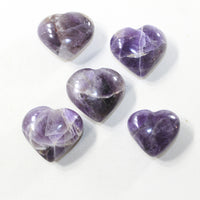 5 Amethyst Hearts Combined Weight of  406 Grams #153-1 Gemstone Hearts