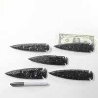 5 Obsidian Ornamental Spearheads  #043-1  Arrowhead