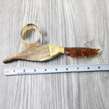 Moose Antler Handle Glass Blade Ornamental Knife #13040 Mountain Man Knife