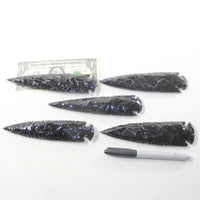 5 Obsidian Ornamental Spearheads  #9939  Arrowhead