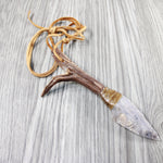 Ghost Wood Handle Stone Blade Knife Necklace  #5145 Mountain Man Necklace