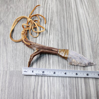 Ghost Wood Handle Stone Blade Knife Necklace  #5145 Mountain Man Necklace