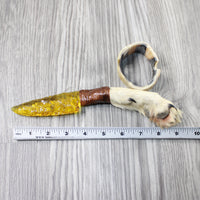 Coyote Foot Handle Glass Blade Ornamental Knife #1345 Mountain Man Knife