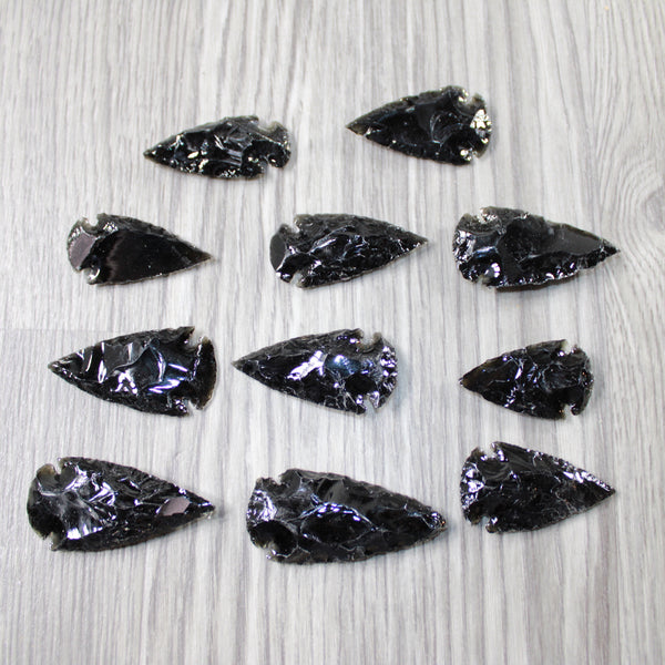 10 Large Obsidian Ornamental Arrowheads  #7945  Spearhead