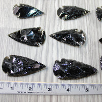 10 Large Obsidian Ornamental Arrowheads  #7945  Spearhead