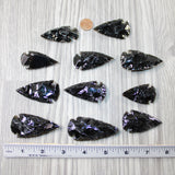 10 Large Obsidian Ornamental Arrowheads  #7945  Spearhead