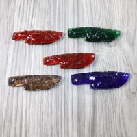 5 Small Glass Ornamental Knife Blades  #2145 Mountain man knife