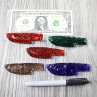 5 Small Glass Ornamental Knife Blades  #2145 Mountain man knife
