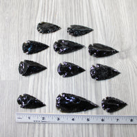 10 Large Obsidian Ornamental Arrowheads  #6145  Spearhead