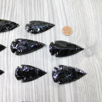 10 Large Obsidian Ornamental Arrowheads  #6145  Spearhead