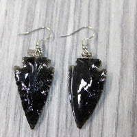 Obsidian Arrowhead Earrings  #4446  Mountain Man Earrings