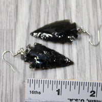 Obsidian Arrowhead Earrings  #4446  Mountain Man Earrings