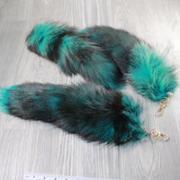 3 Dyed Green Silver Fox Tail Keyrings #2346  Taxidermy Keychain Tassel Bag Tag