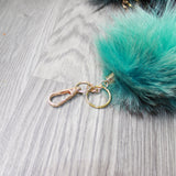 5 Dyed Green Silver Fox Tail Keyrings #2546  Taxidermy Keychain Tassel Bag Tag