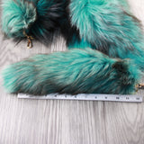 5 Dyed Green Silver Fox Tail Keyrings #2546  Taxidermy Keychain Tassel Bag Tag