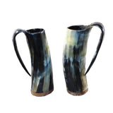 2 Horn Beer Mugs  #1947 Medieval Tankard