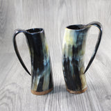 2 Horn Beer Mugs  #1947 Medieval Tankard