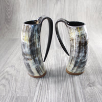 2 Horn Beer Mugs  #4147 Medieval Tankard