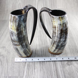 2 Horn Beer Mugs  #4147 Medieval Tankard