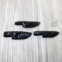 3 Small Obsidian Ornamental Knife Blades  #8947 Mountain man knife