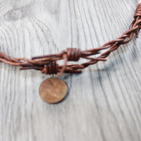 5 Leather Barbed Wire Necklaces Antique Brown Colored   #5147