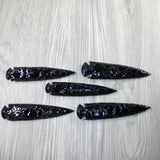 5 Obsidian Ornamental Spearheads  #4547 Arrowhead