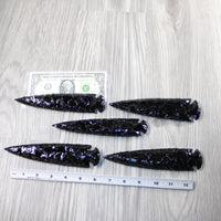 5 Obsidian Ornamental Spearheads  #4547 Arrowhead