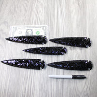 5 Obsidian Ornamental Spearheads  #4547 Arrowhead