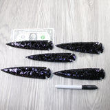 5 Obsidian Ornamental Spearheads  #4547 Arrowhead