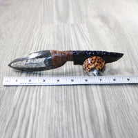 Orthoceras Fossil Handle Obsidian Blade Ornamental Knife #0547 Mountain Man Knife