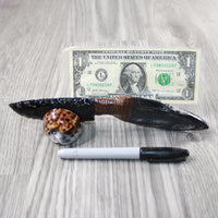 Orthoceras Fossil Handle Obsidian Blade Ornamental Knife #0547 Mountain Man Knife