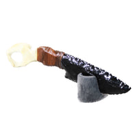 Coyote Pelvis Bone Handle Obsidian Blade Ornamental Knife #2647 Mountain Man Knife