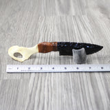 Coyote Pelvis Bone Handle Obsidian Blade Ornamental Knife #2647 Mountain Man Knife