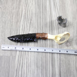 Coyote Pelvis Bone Handle Obsidian Blade Ornamental Knife #2647 Mountain Man Knife