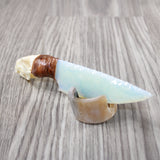 Mink Skull Handle Opalite Blade Ornamental Knife #8647 Mountain Man Knife