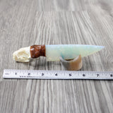 Mink Skull Handle Opalite Blade Ornamental Knife #8647 Mountain Man Knife