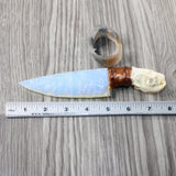 Mink Skull Handle Opalite Blade Ornamental Knife #8647 Mountain Man Knife