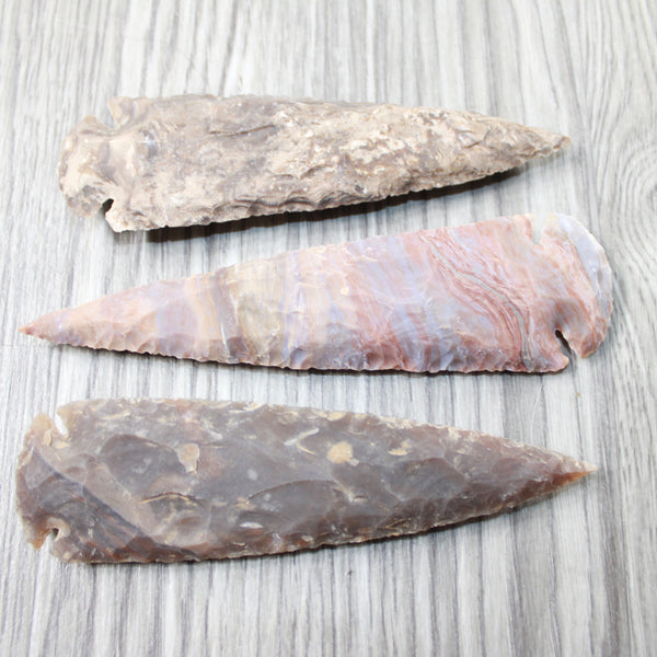 3 Stone Ornamental Spearheads  #4548 Arrowheads