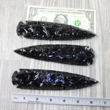 3 Obsidian Ornamental Spearheads  #3148 Arrowhead