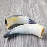 2 Small Raw Unfinished Cow Horns #3249 Natural Colored