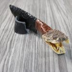 Large Rattlesnake Head Handle Obsidian Blade Ornamental Knife #8249 Mountain Man Knife