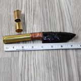 50 Cal Shell Handle Obsidian Blade Ornamental Knife #3049 Mountain Man Knife