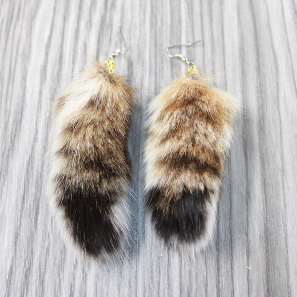 Bobcat Tail Earrings  #4049  Mountain Man Earrings