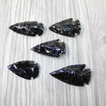 5 Large Obsidian Ornamental Arrowheads  #4249  Spearhead