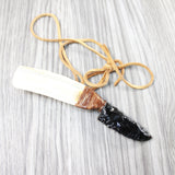 Moose Antler Handle Obsidian Blade Knife Necklace  #5049 Mountain Man Necklace