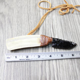 Moose Antler Handle Obsidian Blade Knife Necklace  #5049 Mountain Man Necklace