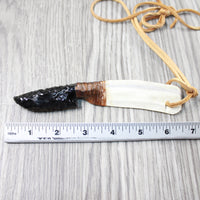 Moose Antler Handle Obsidian Blade Knife Necklace  #5049 Mountain Man Necklace