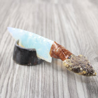 Closed Mouth Rattlesnake Head Handle Opalite Blade Ornamental Knife #4049 Mountain Man Knife