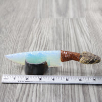 Closed Mouth Rattlesnake Head Handle Opalite Blade Ornamental Knife #4049 Mountain Man Knife