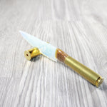 50 Cal Shell Casing Handle Opalite Blade Ornamental Knife #3540 Mountain Man Knife